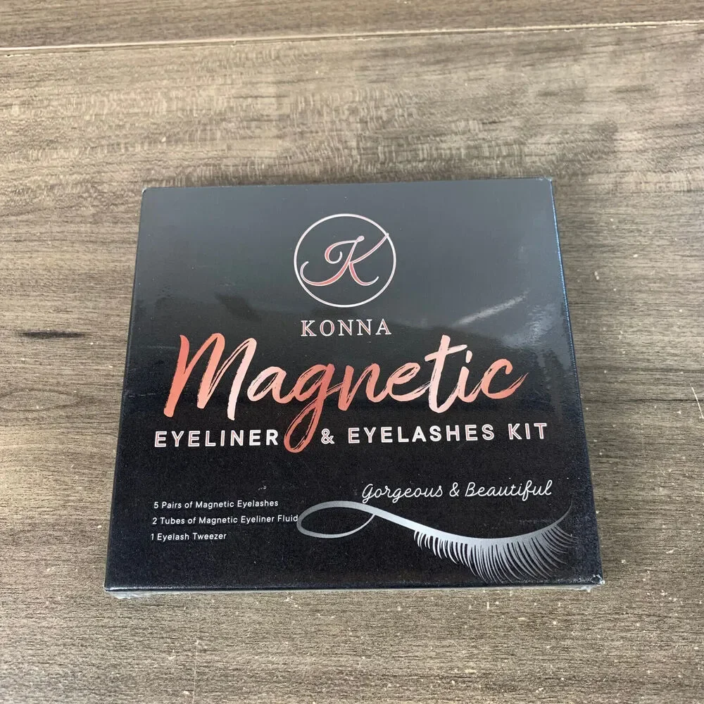 [5 Pairs] Magnetic 5 D Eyelashes and Eyeliner Kit, Reusable